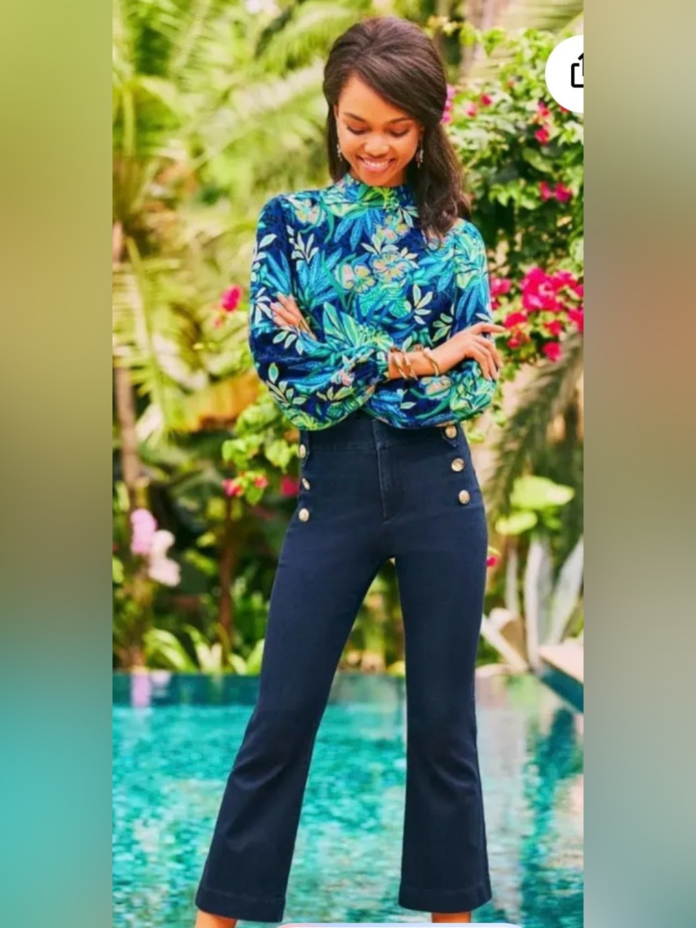 Lilly Pulitzer Parrish cropped flair high rise jean